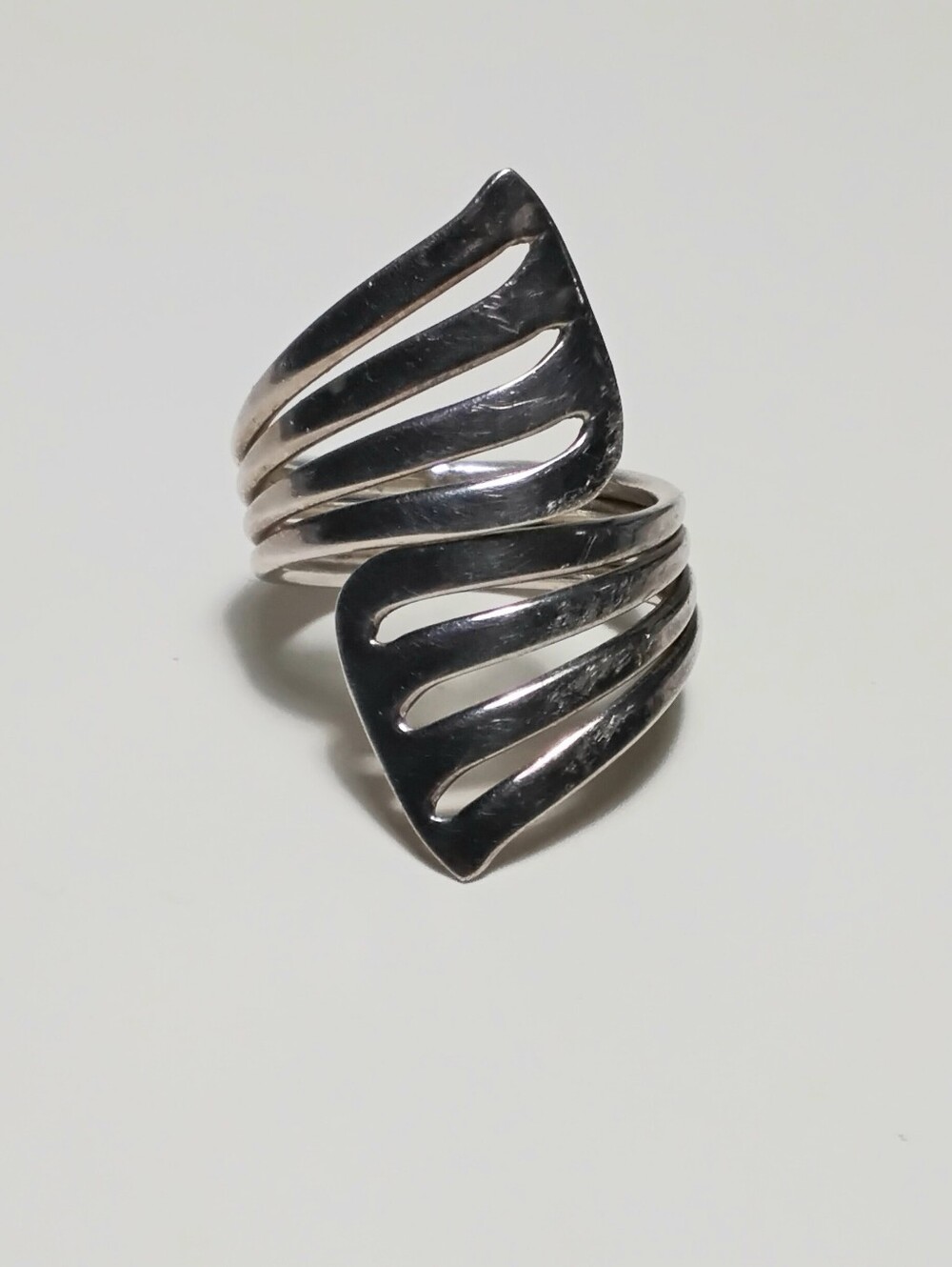 925 Silver Modernist Ring Sz 9-1/2